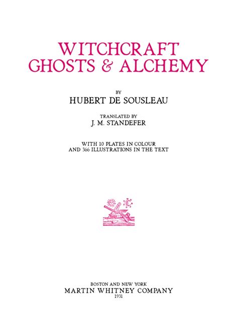 Witchcraft ghosst and alcjemy book